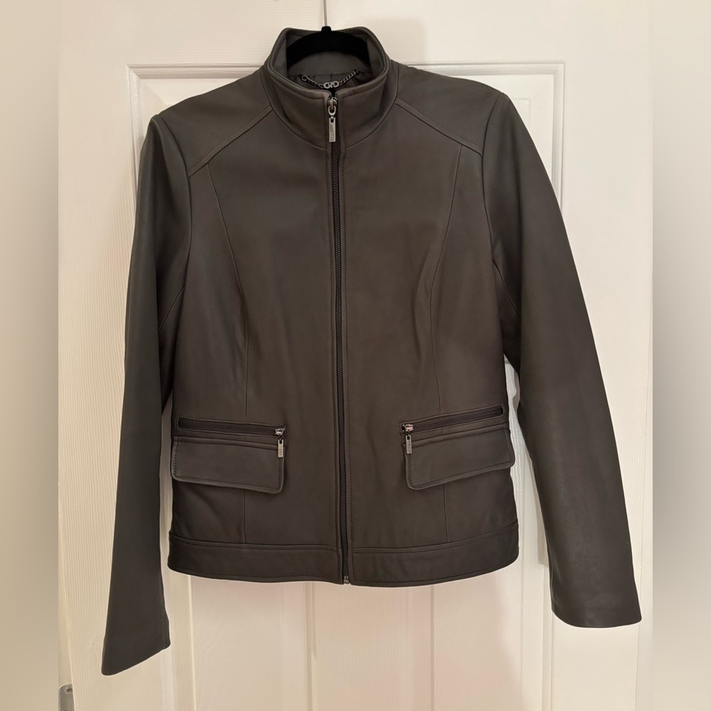 Cole Haan lambskin grey leather jacket $598 - worn once! Ladies’ medium